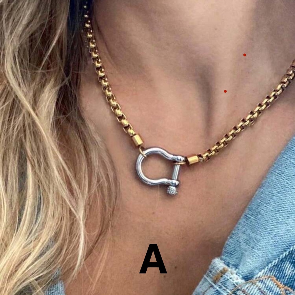 18K gold plated horseshoe chain Necklace